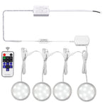 Linkable Under Cabinet LED Lighting 12V Slim Aluminum Dimmable Puck Lights Direct Wired with RF Remote Control for Kitchen Lighting(4pack, Daylight White)