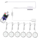 Linkable Under Cabinet LED Lighting 12V Slim Aluminum Dimmable Puck Lights Direct Wired with RF Remote Control for Kitchen Lighting(6pack,Daylight White)