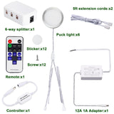 Linkable Under Cabinet LED Lighting 12V Slim Aluminum Dimmable Puck Lights Direct Wired with RF Remote Control for Kitchen Lighting(6pack,Daylight White) - Front View