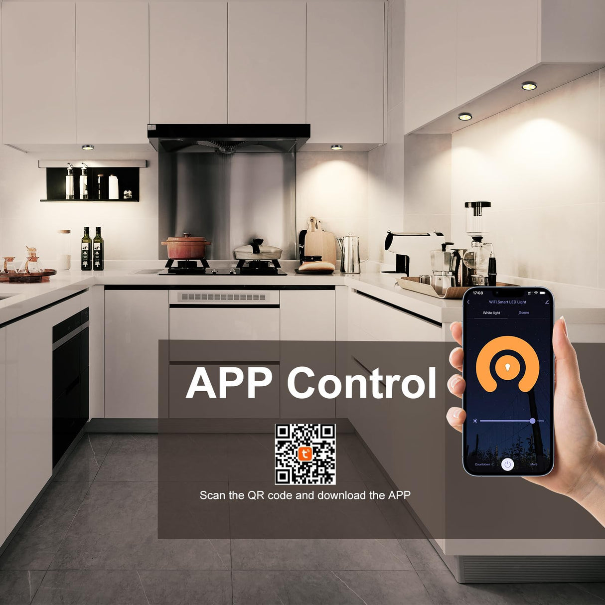 3 Pack Smart Under Cabinet Lights Hardwired,Dimmable LED Light for Kitchen Under Cabinet with Alexa Google Remote APP Control for Under Counter Lights for Cabinet Closets(Cold White)