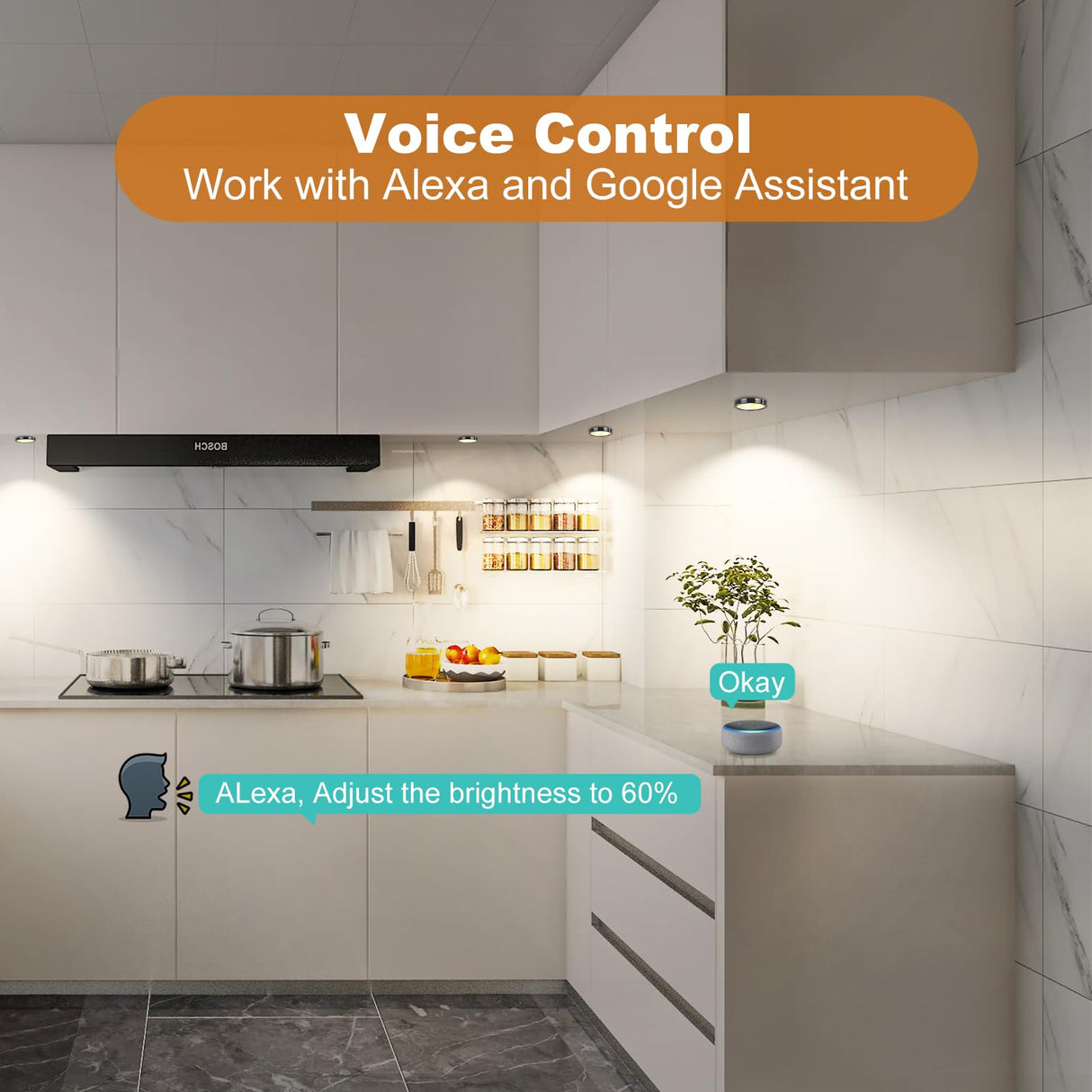 3 Pack Smart Under Cabinet Lights Hardwired,Dimmable LED Light for Kitchen Under Cabinet with Alexa Google Remote APP Control for Under Counter Lights for Cabinet Closets(Warm White)