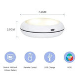 USB Rechangeable RGBW LED Cabinet Light Puck Lights 16Colors Timmer Remote Control 6 Pack - Side View