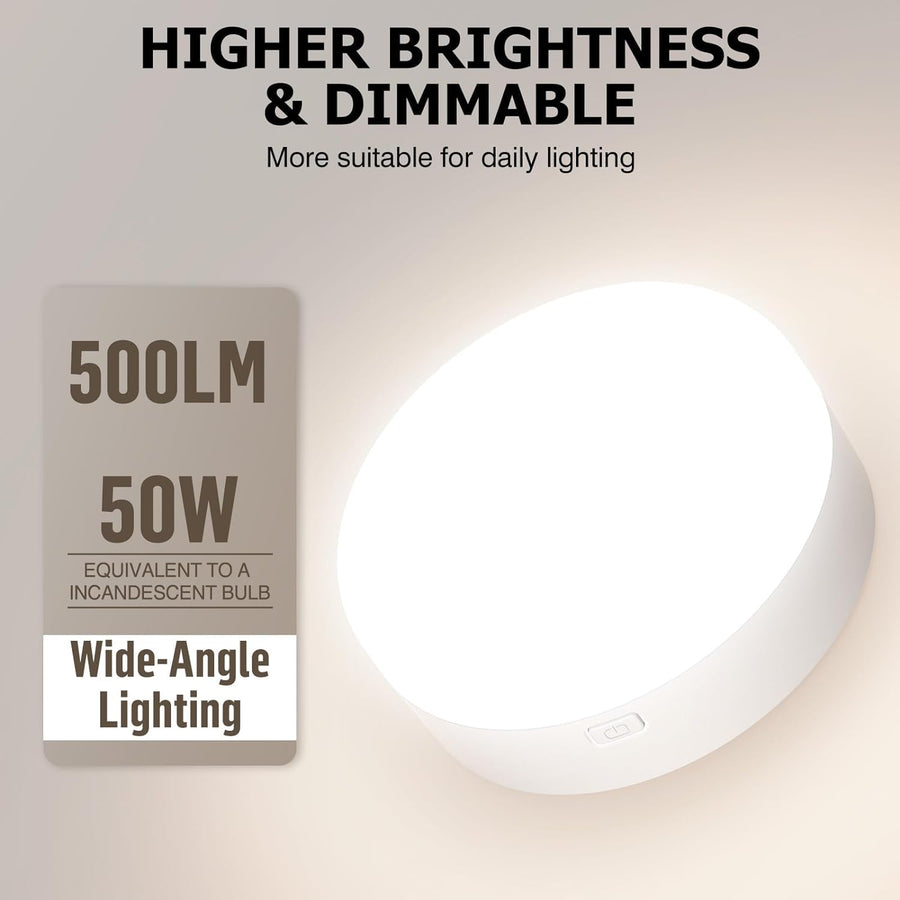 Battery Operated Light Bulbs, 5000mAh Rechargeable Light Bulb Set of 2 with Remote, 3 Colors 10 Levels Dimmable Fabric Wireless Sconces Light Bulb with Timer for Bedroom Living Room