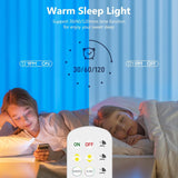 Battery Operated Light Bulbs, 5000mAh Rechargeable Light Bulb Set of 2 with Remote, 3 Colors 10 Levels Dimmable Fabric Wireless Sconces Light Bulb with Timer for Bedroom Living Room - Low Angle
