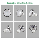 6 Pack GU10/MR16 Bulb Decorative Trim Rings, Heat Insulation Anti-Scald Protective Rings for Track Lighting, Snap-On Spring-Loaded Design (Brushed Nickel) - Top-Down View