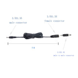 3.5X1.35 DC Connector for AIBOO Single White Kitchen Light Bar, 22AWG,Black Extension Cords,5ft.(3.5 X 1.35 mm Black Cords,4 Packs) - Front View