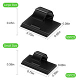 100PCS Cable Clips Black, AIBOO Upgraded Wire Clips Adhesive with 50PCS Small Size & 50PCS Large Size Cable Straps, Mini Cable Wire Management for Handling Under Cabinet Lighting with Cords - Front View