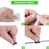 100PCS Cable Clips Black, AIBOO Upgraded Wire Clips Adhesive with 50PCS Small Size & 50PCS Large Size Cable Straps, Mini Cable Wire Management for Handling Under Cabinet Lighting with Cords - 45-Degree Angle