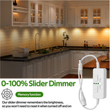 Single Color Slider Dimmer with Timer - PWM 1pc DC 5V/12V/24V LED Controller, 36W Max, Slide Brightness Control & Auto-Off for LED Strip Lights, Closet, Counter, Aquarium Lighting (White)