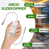 Single Color Slider Dimmer with Timer - PWM 1pc DC 5V/12V/24V LED Controller, 36W Max, Slide Brightness Control & Auto-Off for LED Strip Lights, Closet, Counter, Aquarium Lighting (White) - 45-Degree Angle