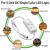 Single Color Slider Dimmer with Timer - PWM 1pc DC 5V/12V/24V LED Controller, 36W Max, Slide Brightness Control & Auto-Off for LED Strip Lights, Closet, Counter, Aquarium Lighting (White) - Close-Up Angle