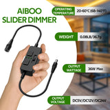 Single Color Slider Dimmer with Timer - PWM 1pc DC 5V/12V/24V LED Controller, 36W Max, Slide Brightness Control & Auto-Off for LED Strip Lights, Closet, Counter, Aquarium Lighting (Black) - 45-Degree Angle