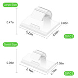 100PCS Cable Clips White, AIBOO Upgraded Wire Clips Adhesive with 50PCS Small Size & 50PCS Large Size Cable Straps, Mini Cable Wire Management for Handling Under Cabinet Lighting with Cords - Front View