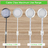 100PCS Cable Clips White, AIBOO Upgraded Wire Clips Adhesive with 50PCS Small Size & 50PCS Large Size Cable Straps, Mini Cable Wire Management for Handling Under Cabinet Lighting with Cords - Top-Down View