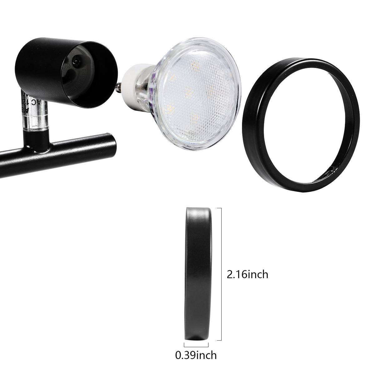 6 Pack GU10/MR16 Bulb Decorative Trim Rings, Heat Insulation Anti-Scald Protective Rings for Track Lighting, Snap-On Spring-Loaded Design (Matte Black)