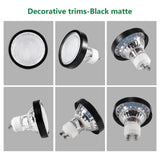 6 Pack GU10/MR16 Bulb Decorative Trim Rings, Heat Insulation Anti-Scald Protective Rings for Track Lighting, Snap-On Spring-Loaded Design (Matte Black) - Side View