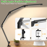 LED Desk Lamp,Foldable Table Lamp for Computer and Desktop,Flexible Clamp on Desk Lamps,Black Portable Desk Lamp for Home Office Reading,Working,Computer Desk,Study Lamp for Kids - Front View
