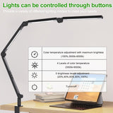 LED Desk Lamp,Foldable Table Lamp for Computer and Desktop,Flexible Clamp on Desk Lamps,Black Portable Desk Lamp for Home Office Reading,Working,Computer Desk,Study Lamp for Kids - Side View