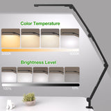 LED Desk Lamp,Foldable Table Lamp for Computer and Desktop,Flexible Clamp on Desk Lamps,Black Portable Desk Lamp for Home Office Reading,Working,Computer Desk,Study Lamp for Kids - Top-Down View