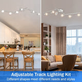 Kitchen Lights, 6-Light Ceiling Lighting Kits, Swivelling Ceiling Spotlight for Bedroom, Kitchen and Living Room(GU10 LED Bulbs not Included) (Brush Nickel) - 45-Degree Angle