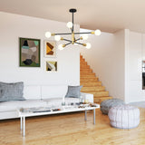 Modern Sputnik Chandelier 8 Lights Height Adjustable Ceiling Light Fixture Mid-Century Modern Gold Chandelier for Dining Room Bedroom Kitchen Living Room with Sloped Ceiling Adapter - Low Angle