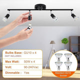 Kitchen Lights,Ceiling Lighting Kits, Swivelling Ceiling Spotlight for Bedroom, Kitchen and Living Room(GU10 LED Bulbs not Included) (4 Way Black)