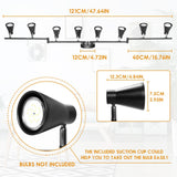 Flexible Track Lighting Fixture, Foldable Ceiling Spot Light with Adjustable 8 Light Heads, GU10 Track Light Kit for Kitchen Bedroom Living Room Matte Black (Bulbs Not Included) - Front View