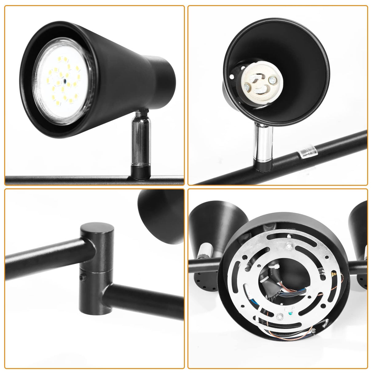 Flexible Track Lighting Fixture, Foldable Ceiling Spot Light with Adjustable 8 Light Heads, GU10 Track Light Kit for Kitchen Bedroom Living Room Matte Black (Bulbs Not Included)