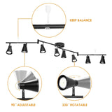 Flexible Track Lighting Fixture, Foldable Ceiling Spot Light with Adjustable 8 Light Heads, GU10 Track Light Kit for Kitchen Bedroom Living Room Matte Black (Bulbs Not Included) - 45-Degree Angle
