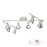 LED 8 Light Track Lighting Fixture Flexible, Adjustable Ceiling Spot Light with GU10 Track Light Head, Accent Lighting Foldable Swing Arm Brushed Nickel(Bulbs Not Included)