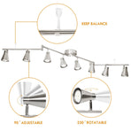 LED 8 Light Track Lighting Fixture Flexible, Adjustable Ceiling Spot Light with GU10 Track Light Head, Accent Lighting Foldable Swing Arm Brushed Nickel(Bulbs Not Included)