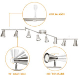 LED 8 Light Track Lighting Fixture Flexible, Adjustable Ceiling Spot Light with GU10 Track Light Head, Accent Lighting Foldable Swing Arm Brushed Nickel(Bulbs Not Included) - Top-Down View