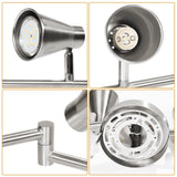 LED 8 Light Track Lighting Fixture Flexible, Adjustable Ceiling Spot Light with GU10 Track Light Head, Accent Lighting Foldable Swing Arm Brushed Nickel(Bulbs Not Included) - Rear View
