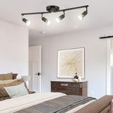 LED Ceiling Light,4 Way Rotatable Spot Lights for Ceiling,Flexible Ceiling Lights for Bedroom,Living Room, Black with Protectiv Bulb Trims(Gu10 Bulbs Not Included) - Front View