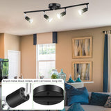 LED Ceiling Light,4 Way Rotatable Spot Lights for Ceiling,Flexible Ceiling Lights for Bedroom,Living Room, Black with Protectiv Bulb Trims(Gu10 Bulbs Not Included) - 45-Degree Angle