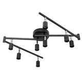 Black Track Lighting Fixture Ceiling, LED Flexible Track Lights with Swing Arm, 8-Light Directional Black Flush Mount Ceiling Spotlight for Kitchen, Living Room (GU10 Bulbs NOT Included) - Front View