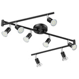 Black Track Lighting Fixture Ceiling, LED Flexible Track Lights with Swing Arm, 8-Light Directional Black Flush Mount Ceiling Spotlight for Kitchen, Living Room (GU10 Bulbs NOT Included)