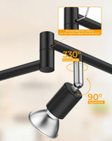 Black Track Lighting Fixture Ceiling, LED Flexible Track Lights with Swing Arm, 8-Light Directional Black Flush Mount Ceiling Spotlight for Kitchen, Living Room (GU10 Bulbs NOT Included) - 45-Degree Angle