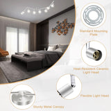 8 Lights LED Track Lighting Kit, Foldable Ceiling Spot Lighting with Flexibly Rotatable Head, Track Light for Kitchen Hallway Room Closet, GU10 Bulbs Not Included (Brush Nickel 8 Heads) - Top-Down View