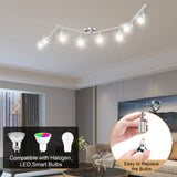 8 Lights LED Track Lighting Kit, Foldable Ceiling Spot Lighting with Flexibly Rotatable Head, Track Light for Kitchen Hallway Room Closet, GU10 Bulbs Not Included (Brush Nickel 8 Heads) - Rear View