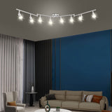 8 Lights LED Track Lighting Kit, Foldable Ceiling Spot Lighting with Flexibly Rotatable Head, Track Light for Kitchen Hallway Room Closet, GU10 Bulbs Not Included (Brush Nickel 8 Heads) - Close-Up Angle