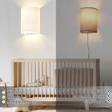 Wall Lights Set of 2, Battery Operated Fabric Sconce with Remote, LED Lamps in RGB+Warm White, Dimmable Timer for Bedroom and Living Room Lighting - Top-Down View