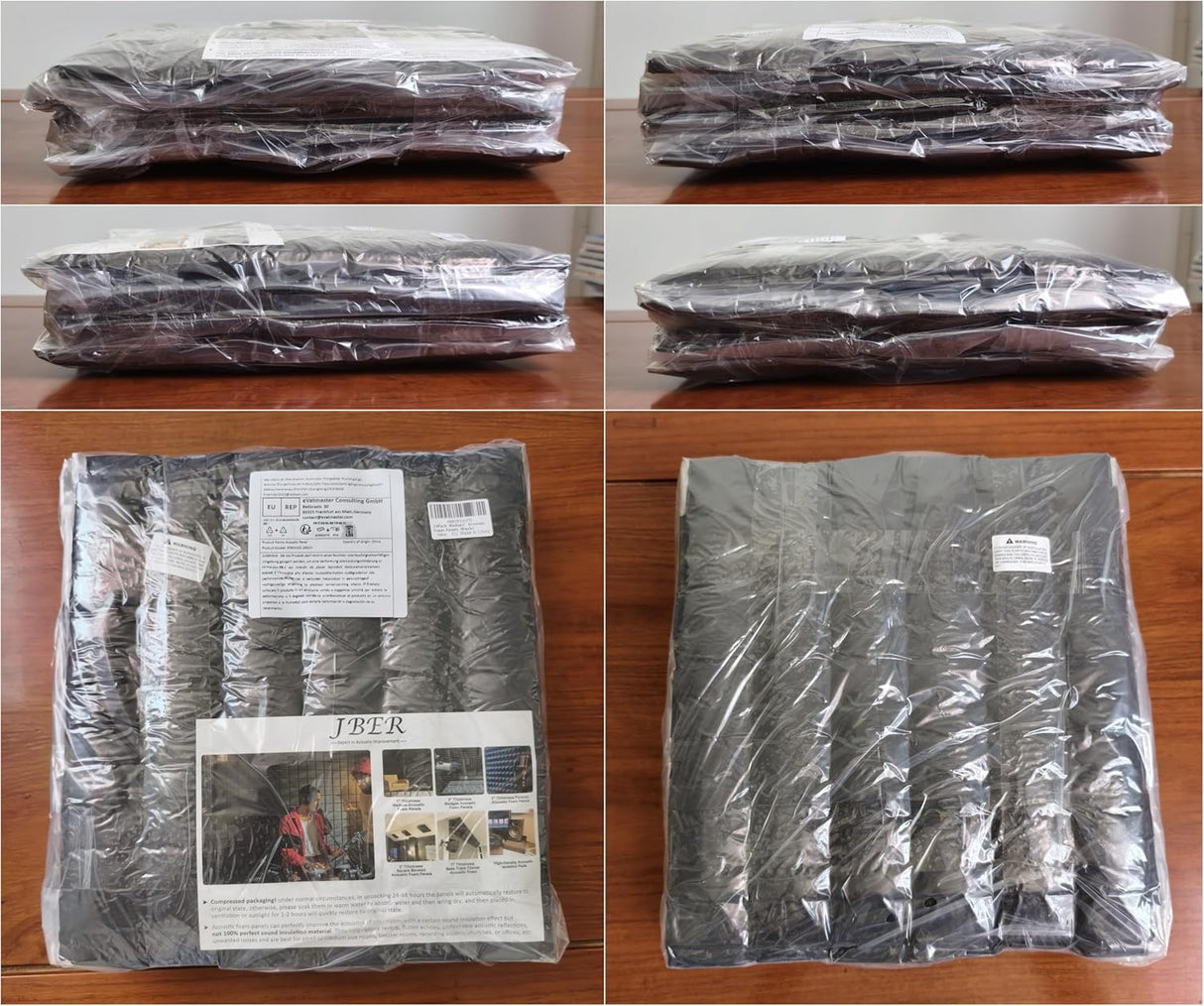 JBER Acoustic Panels  Foam Pyramid 24pcs 30x30x5cm for Soundproof Padding Wall