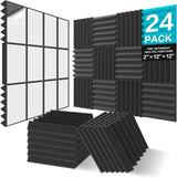 JBER Acoustic Panels Foam Wedges 24pcs 30x30x5cm for Soundproof Padding Wall