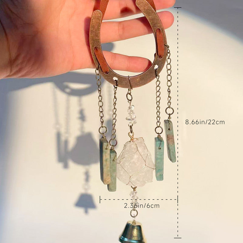 Crystal Lucky Horseshoe Charm Pendant-aventurine