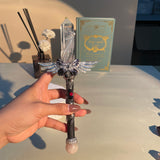 Handmade Crystal Wand, Natural Raw Gemstone Scepter, Magic Healing Wand White Crystal - Front View