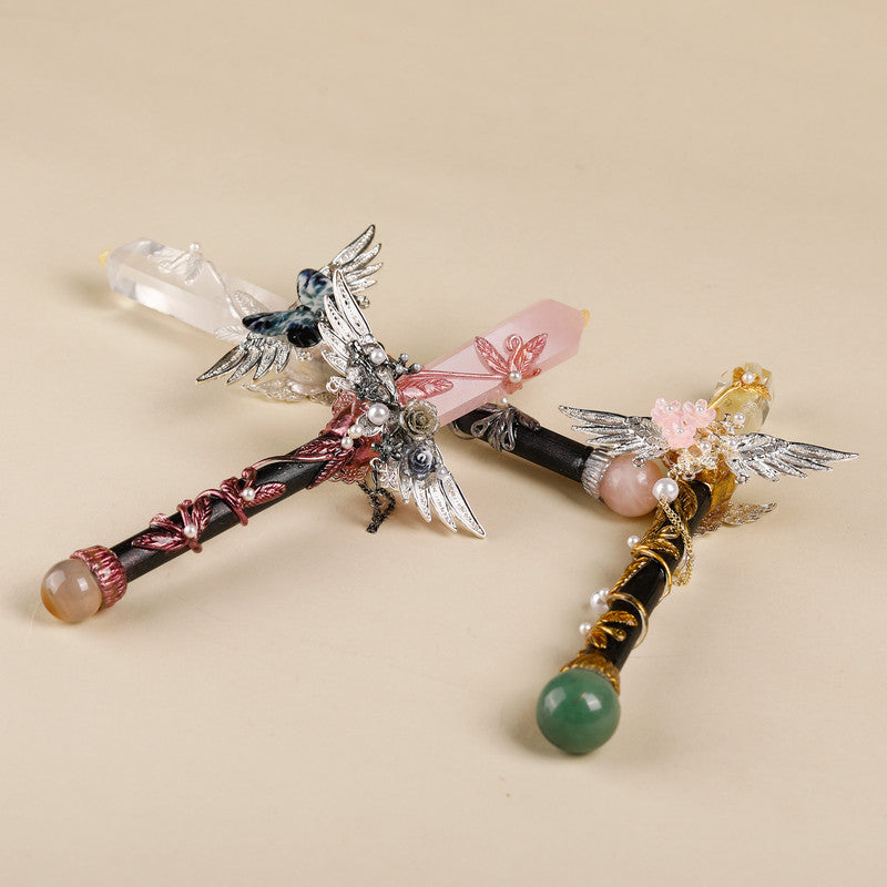 Handmade Crystal Wand, Natural Raw Gemstone Scepter, Magic Healing Wand White Crystal