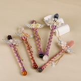 Handmade Crystal Wand, Raw Gemstone Scepter, Natural Magic Wand Rose Quartz - Top-Down View