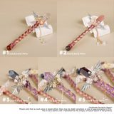 Handmade Crystal Wand, Raw Gemstone Scepter, Natural Magic Wand Rose Quartz - Close-Up Angle