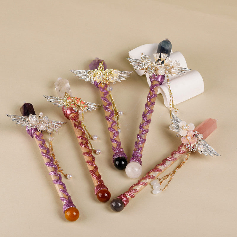 Handmade Crystal Wand, Raw Gemstone Scepter, Natural Magic Wand amethyst